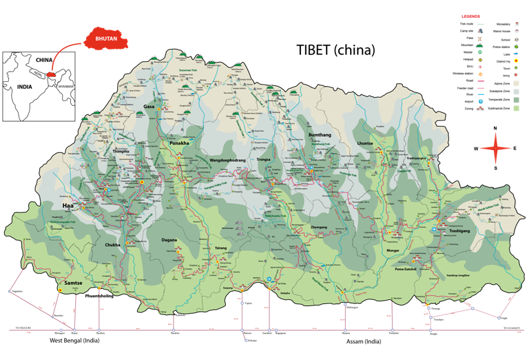 Bhutan map